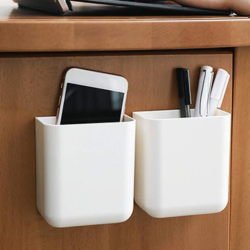 Soportes remotos sin agujeros para montaje en pared, caja de almacenamiento autoadhesiva, organizador de portalápices, 2 paquetes - imagen 4