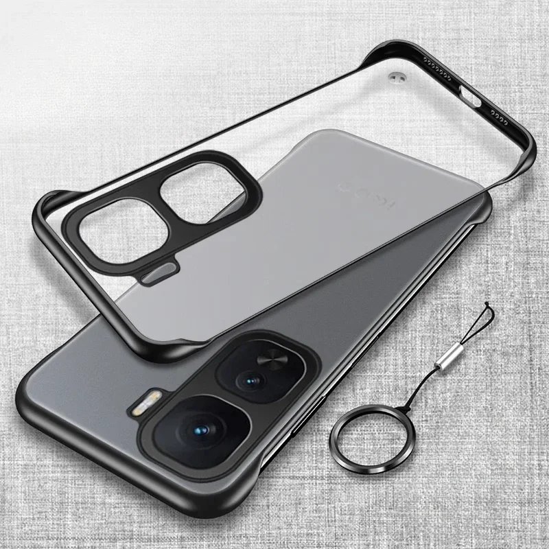 Para IQOO Neo 10 Pro funda con anillo sin marco mate PC cubierta de protección dura para IQOO Neo 9S Pro Plus Neo9 8 Pro funda de teléfono parachoques
