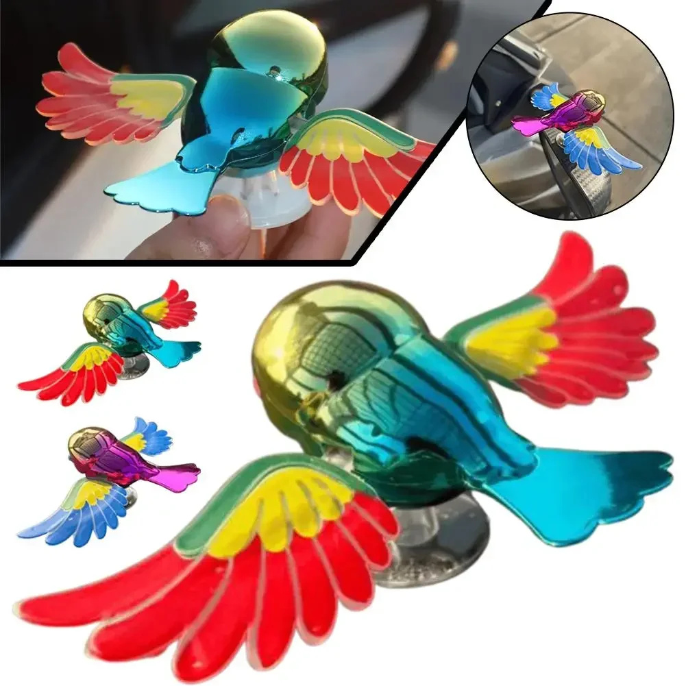 Adorno colorido de pájaro para motocicleta y coche, alas onduladas, decoración de espejo retrovisor volador, fácil instalación para accesorios de vehículos - imagen 4
