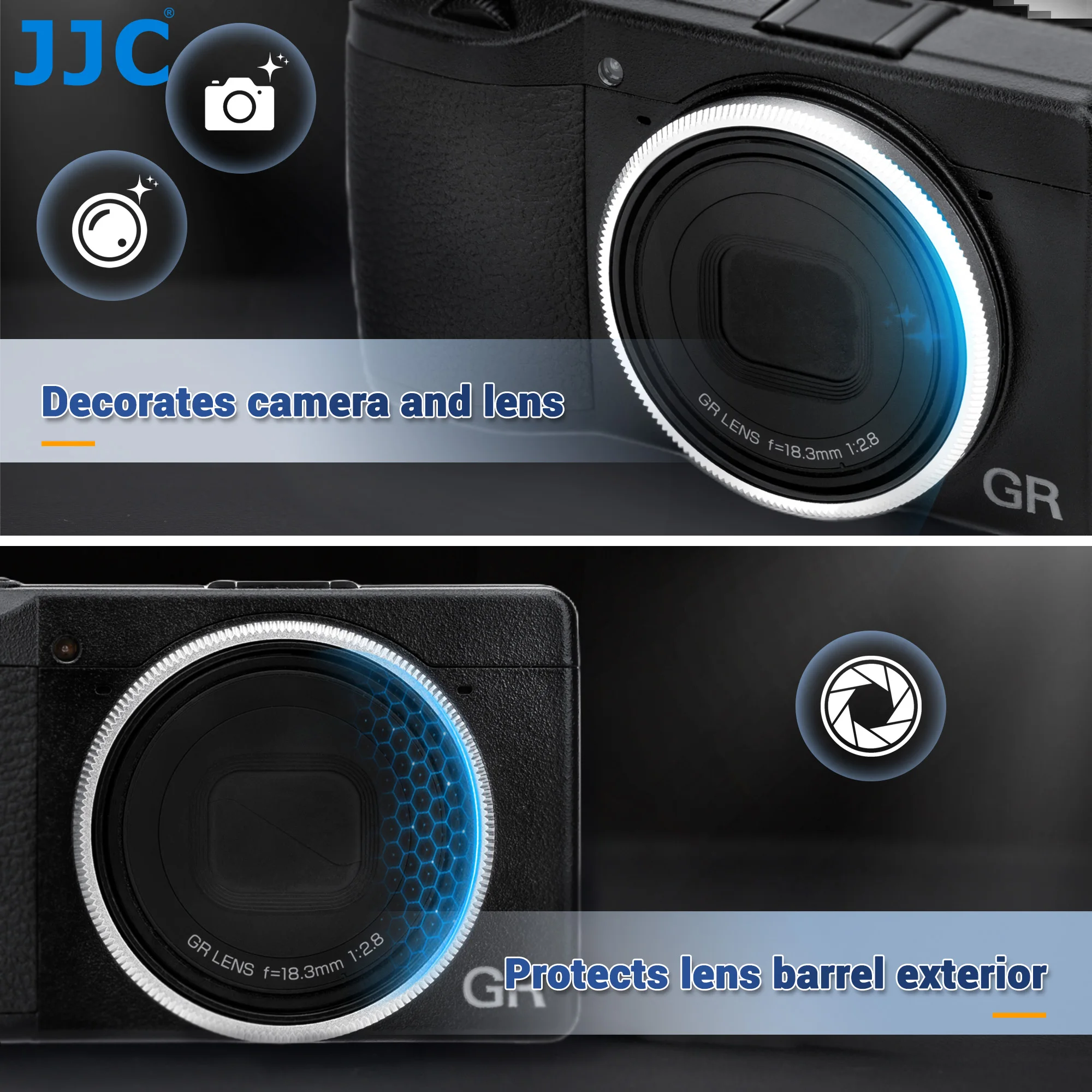 JJC tapa de anillo decorativa de Metal para Ricoh GR III GR III HDF GR3 GR3 HDF accesorios de cámara reemplaza el adaptador de anillo de lente Ricoh GN-1 - imagen 4