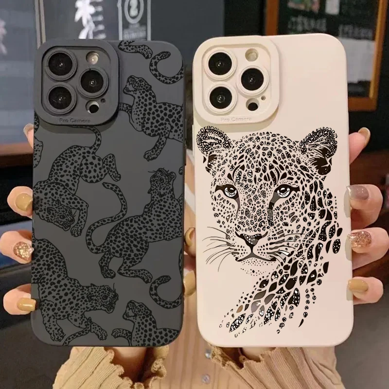 Funda de teléfono de silicona con estampado de leopardo negro para Xiaomi Redmi Note 14 13 12 11 Pro Plus 5G 12S 11S Redmi 13C 14C 12 4G