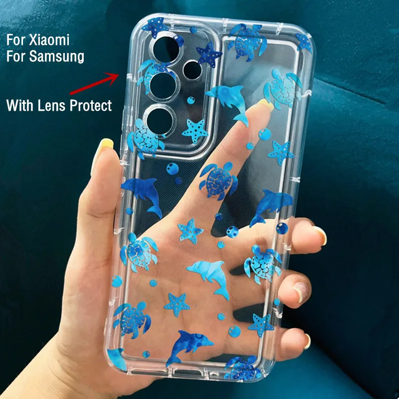Funda de teléfono transparente con diseño de estrella de mar y delfines para iPhone 14 15 16 11 12 13 Pro Max XR X XS 7 8 Plus SE 2 3 cubierta de Airbag antigolpes - imagen 2