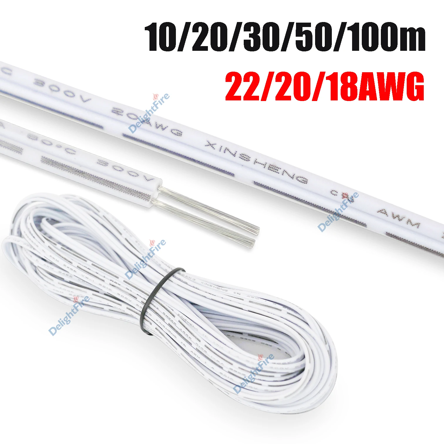 Cable eléctrico Flexible de 5V y 12V, 22 20 18 AWG, Cable de extensión LED de 2 pines para COB SMD 3528 5050, tiras LED de un solo Color, batería de juguete - imagen 2