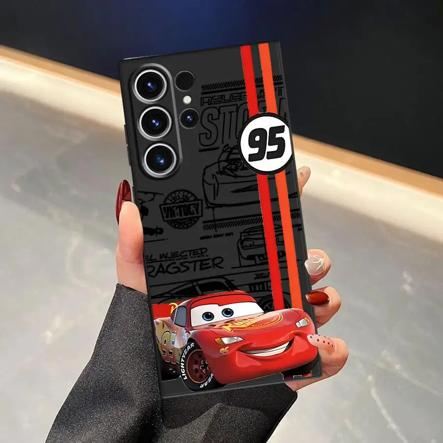 Funda de coche Lightning Mc-Queen para Samsung Galaxy S24 Plus S23 Ultra S20 S25 Edge S21 FE, funda de teléfono suave negra - imagen 5