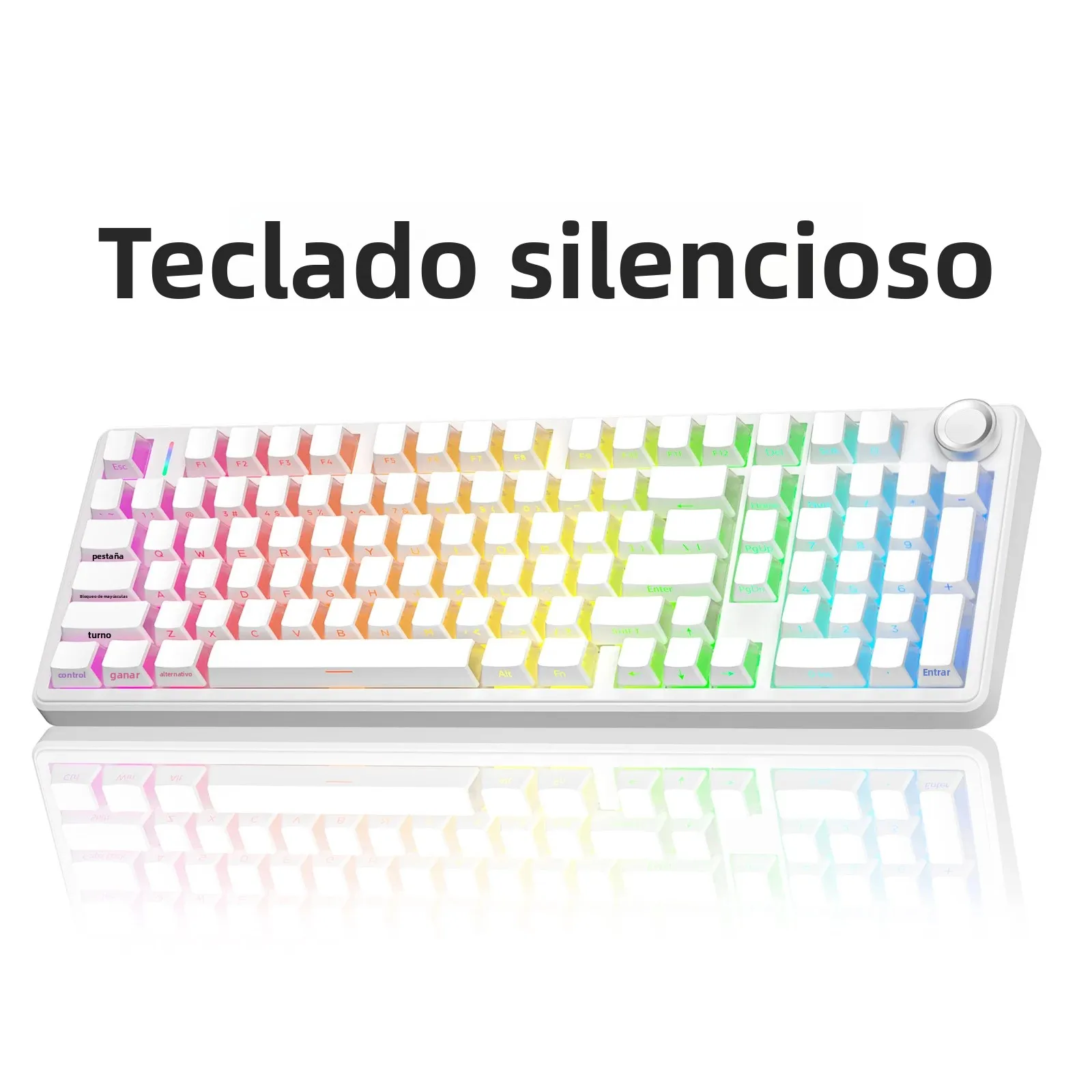 AULA F99Pro Estructura de junta de teclado de bajo ruido Teclado mecánico RGB de intercambio en caliente con perilla multimedia - imagen 2