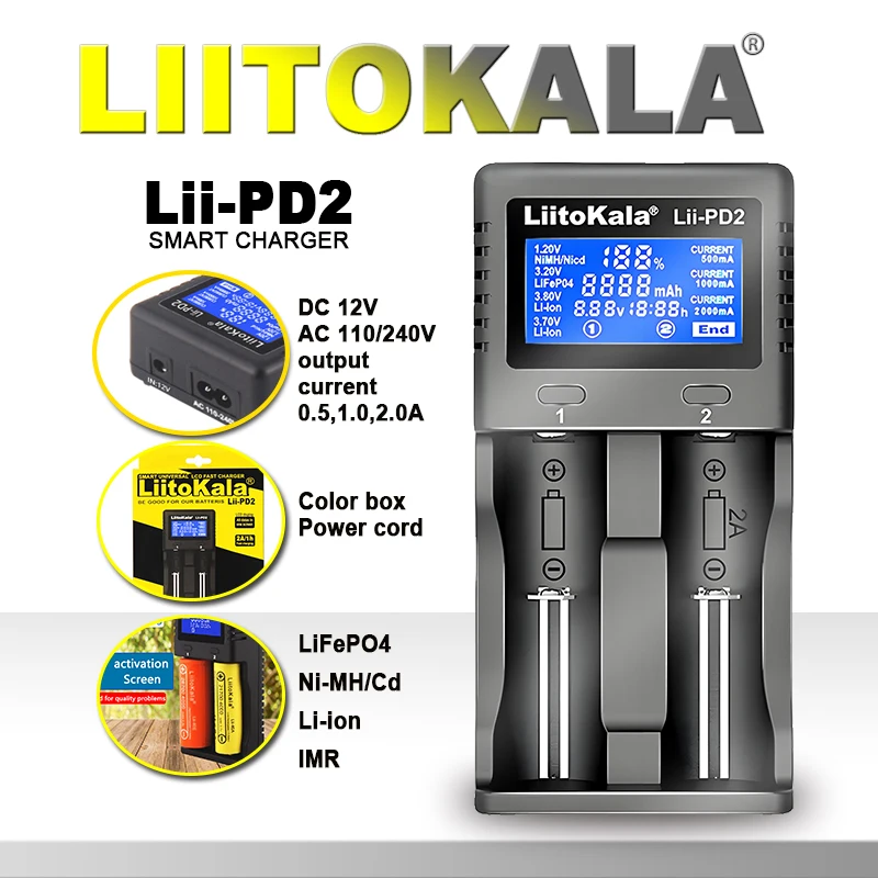 Liitokala Lii-202 Lii-402 5V2A salida tipo C interfaz de cable Universal 3,7 V 3,2 V 3,85 V 18650 21700 cargador de batería recargable - imagen 5