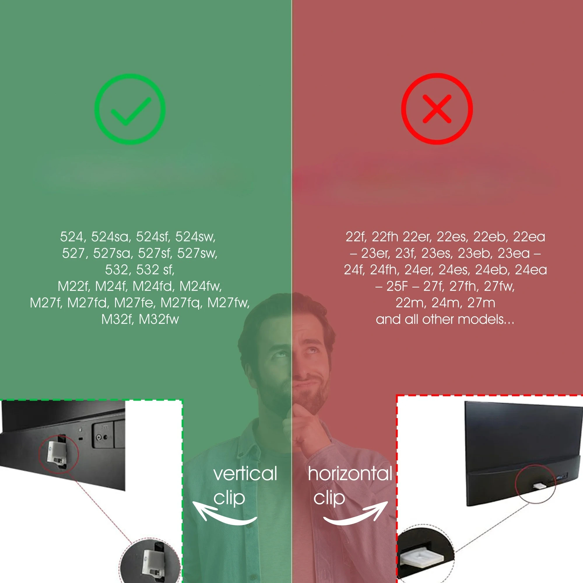 Adaptador VESA para HP Series 5 27" 31,5" 527sa 527sw 527sf 532sf Soporte de monitor FHD Soportes para soporte/brazo/montaje de escritorio - imagen 2