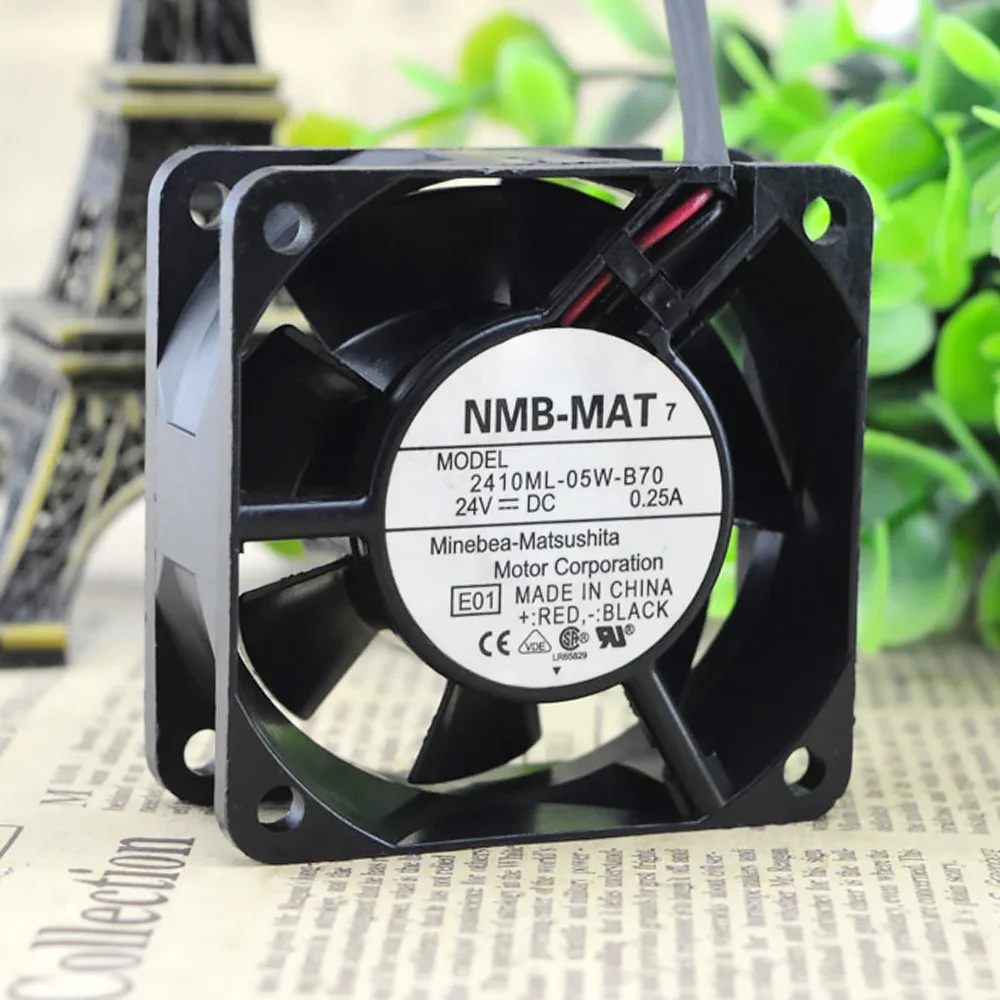 Ventilador de refrigeración de caja de servidor, NMB 2410ML-05W-B70 6025, 60MM, 6CM, 60x60x25MM, DC 24V, 0.25A con 2 pines - imagen 2