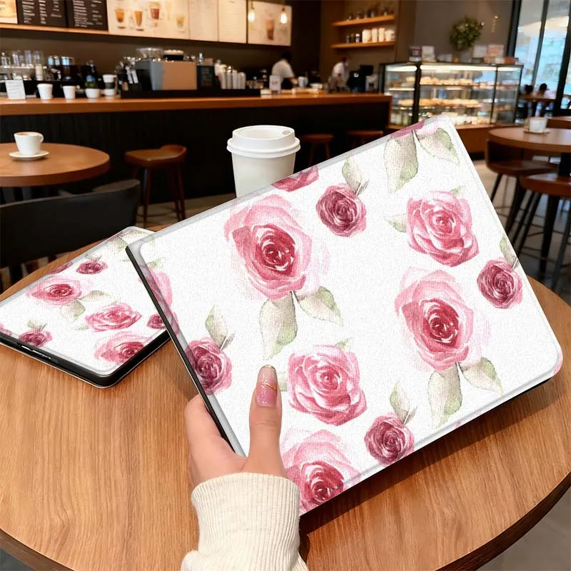 Arte flores puras rosa cereza para Samsung Galaxy Tab S7 S8 S9 S10 11 12,4 13,1 FE Plus Lite pulgadas funda para tableta