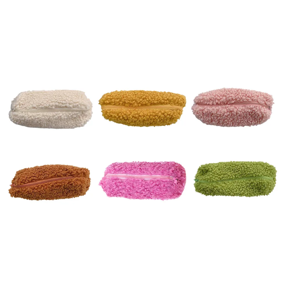 Estuche de felpa esponjoso para bolígrafos con cremallera, estuche para lápices de gran capacidad, bonito estuche para lápices para niñas, niños, adultos, estudiantes, oficiales