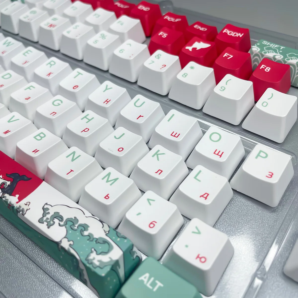 Coral Sea Keycaps ruso OEM XDA altura PBT sublimación de tinte para teclado mecánico AULA F75 Ajazz Akko Fun60 Pro Mad 60he juego - imagen 2