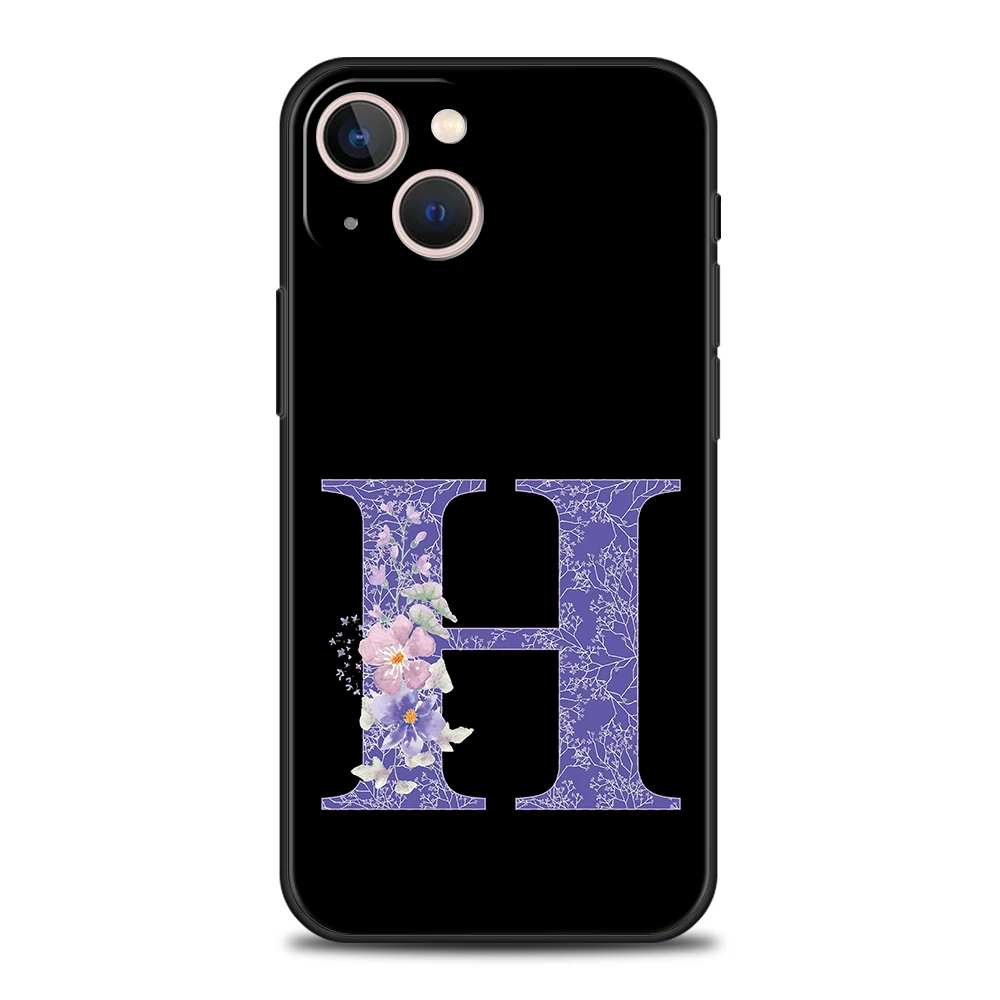 Funda de teléfono para iPhone 17 Air 16E 16 11 15 14 Pro MAX 12 13 7 8 Plus X XR XS SE 2022, funda con letra inicial Retro flor púrpura - imagen 4