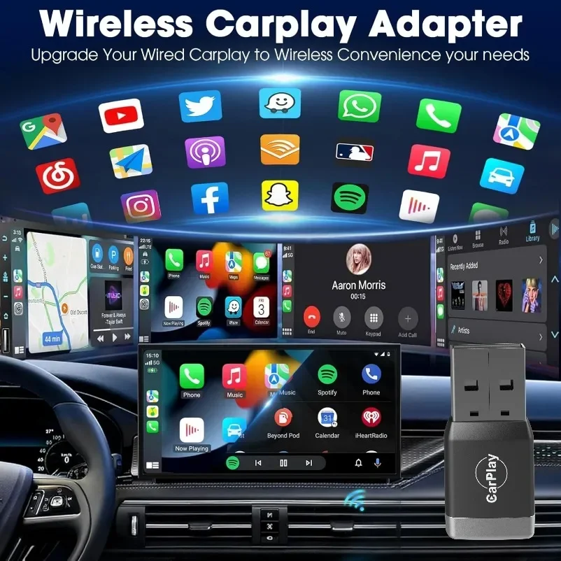 Dongle CarPlay inalámbrico 2 en 1, adaptador inalámbrico para Android Auto, sistemas inteligentes para coche, caja inteligente AI para coche con CarPlay con cable - imagen 5