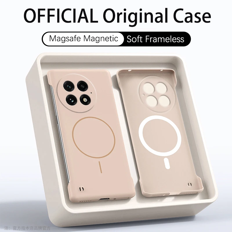 Funda ultrafina de lujo sin marco para PC, funda protectora magnética a prueba de golpes para Magsafe Oneplus 13 13R 13S 12R