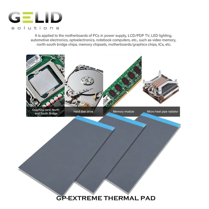 Gelid GP-Extreme 12W/mk almohadilla térmica para tarjeta gráfica GPU Northe & South Bridge junta de estera de silicona de refrigeración 80*40mm 0,5-3mm - imagen 5