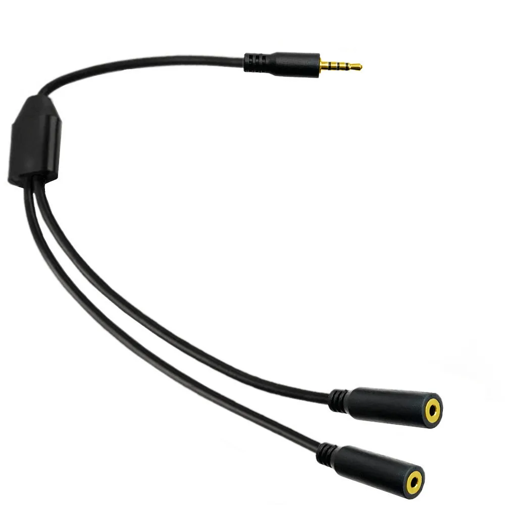 Chapado en oro 4 polos 2,5mm macho a doble 2,5mm hembra Y divisor Audio micrófono Cable de extensión cámara de respaldo Cable de extensión TRRS - imagen 3