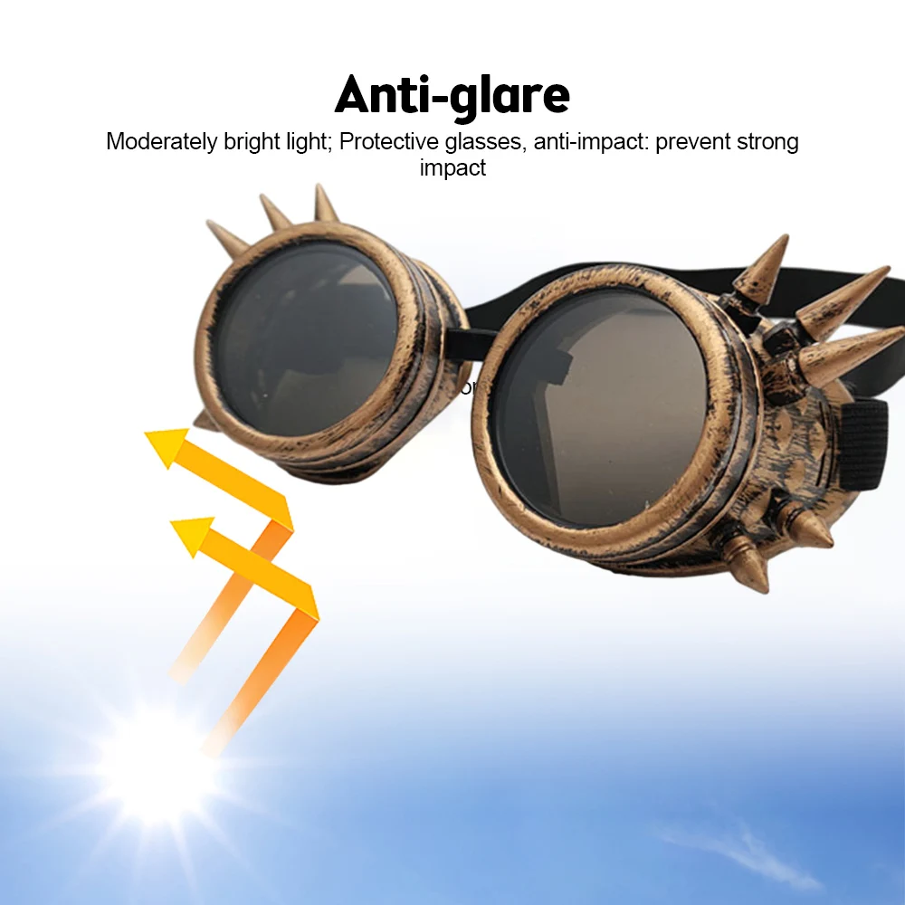 Nuevas gafas Steampunk para soldar, gafas Punk de estilo Vintage, gafas de sol de moda, juego de rol, lentes de cinco colores, artesanía Retro - imagen 4