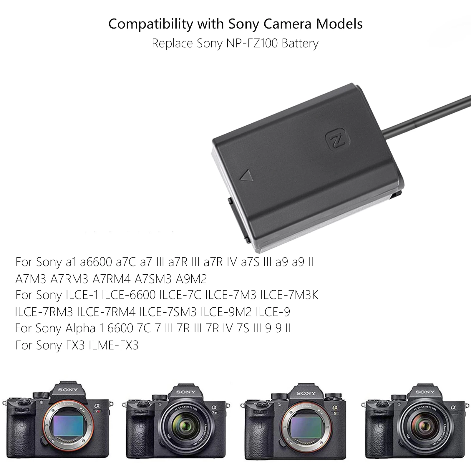 Adaptador USB-C a batería simulada NP-FZ100 para Sony - imagen 5