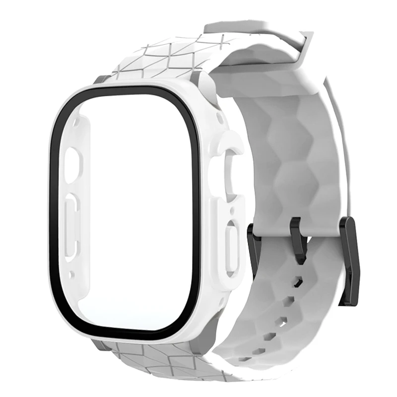 Caja de reloj + correa para apple watch Band 44mm 45mm 49mm 41mm 40mm patrón de fútbol pulsera correa iwatch 3/4/5/6/SE/7/8/9/ULTRA - imagen 5