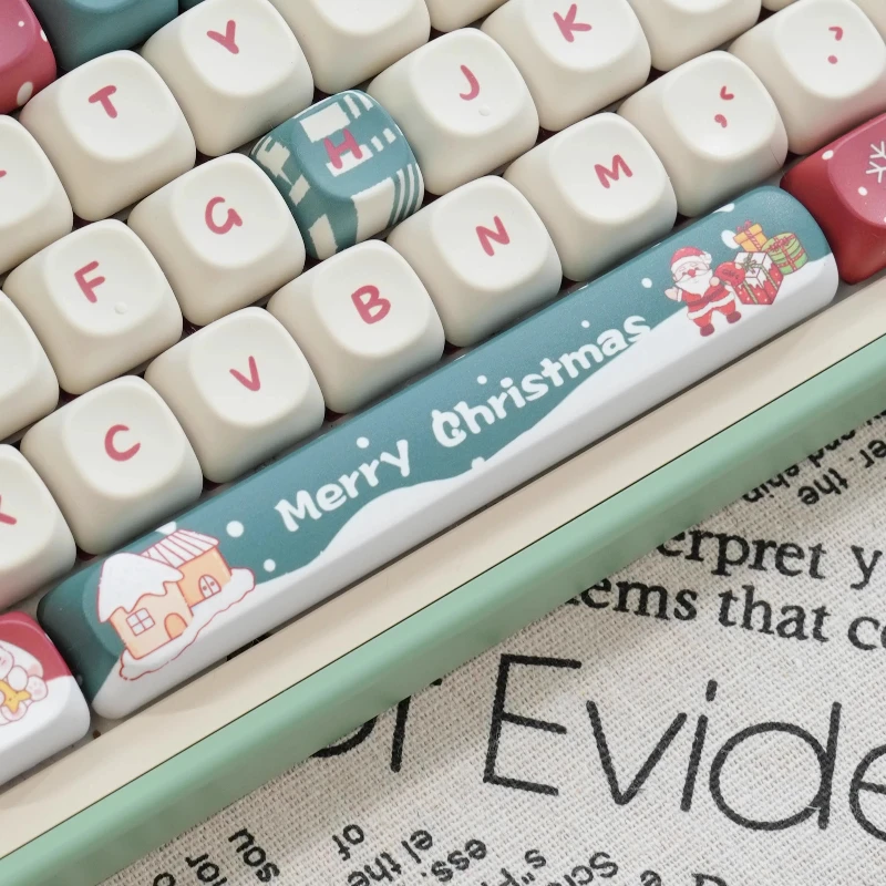 Teclas con tema rojo navideño, teclas personalizadas con perfil MOA/SOA, bonitas teclas de punto de Anime de dibujos animados, diseño Original, tapas de teclado artesanales - imagen 5