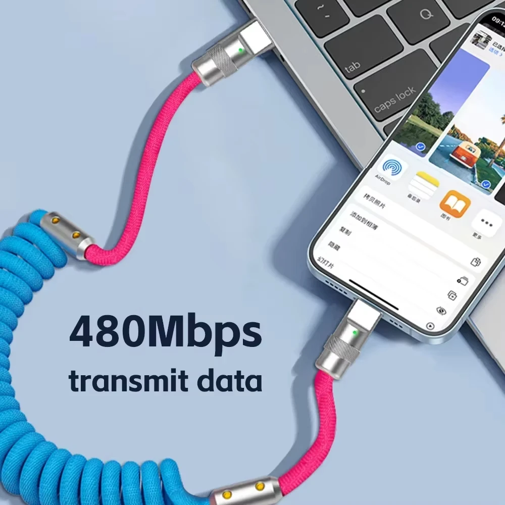 1,8 M PD 60W resorte de carga rápida USB C a Cable tipo C para 15 Pro Max Samsung Xiaomi Huawei cargador de teléfono Cables tipo C - imagen 5