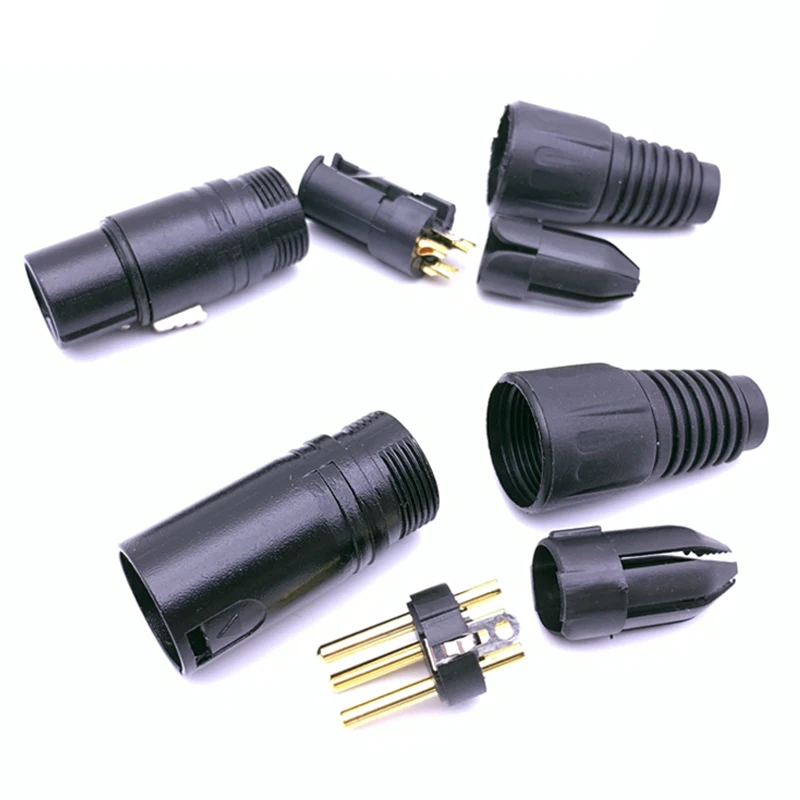 1 Uds XLR 3 pines macho/hembra micrófono Cable de Audio conector cañón micrófono terminación de Cable negro plata enchufes de micrófono - imagen 4