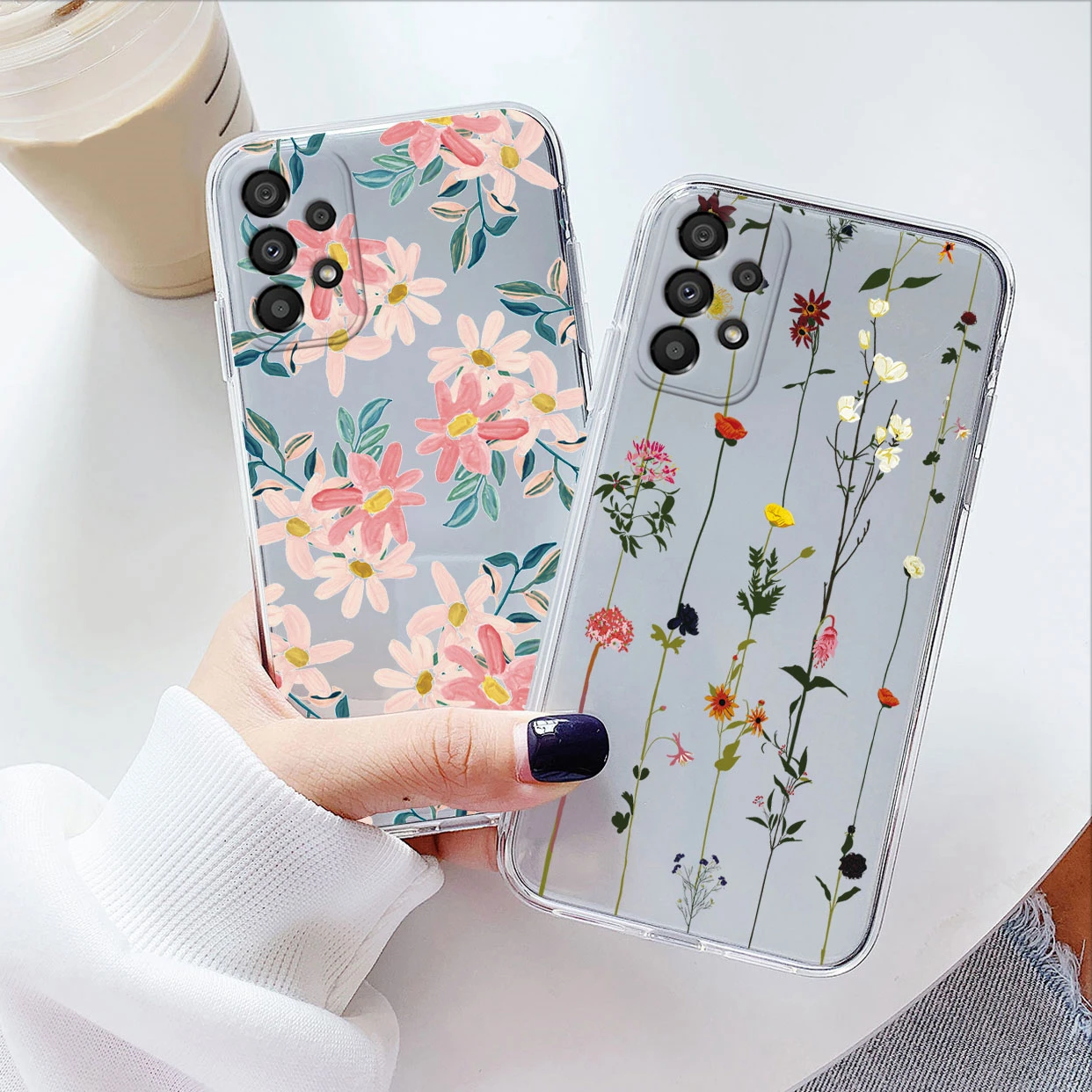 Funda de teléfono para Samsung A53 5G A33, cubierta de silicona Floral para Samsung Galaxy A73, Fundas transparentes de TPU suave - imagen 3