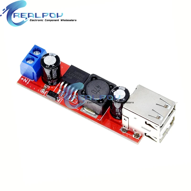Módulo convertidor reductor de DC-DC de carga USB doble DC 6V-40V a 5V 3A para cargador de vehículo LM2596 USB Dual - imagen 2