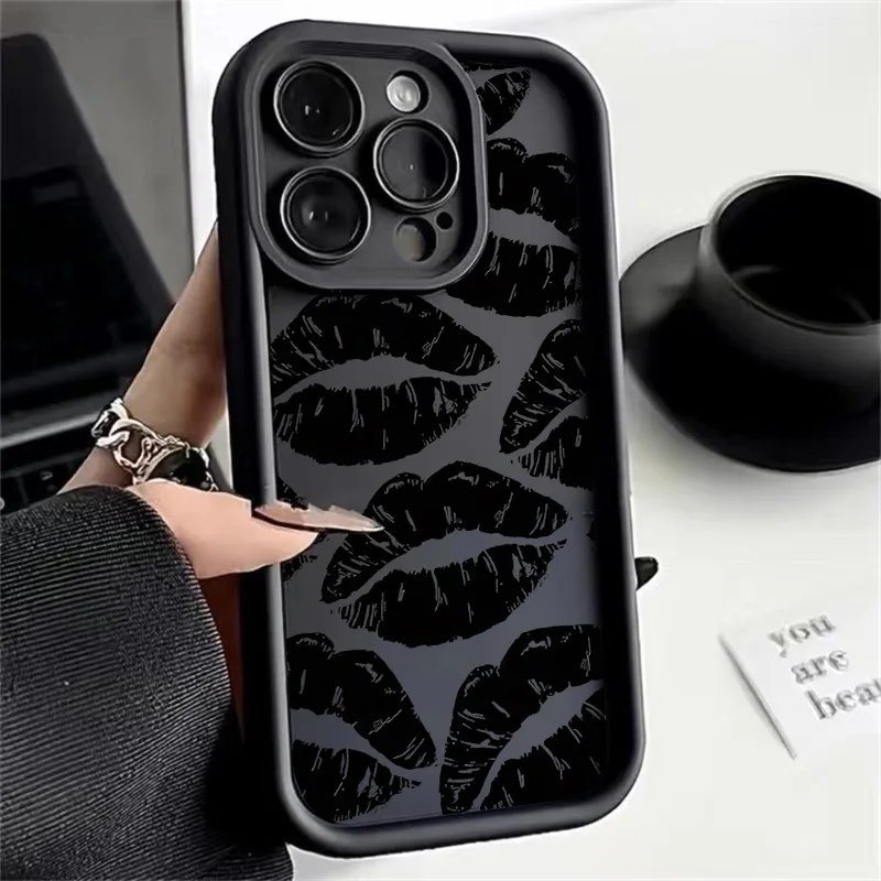 Funda con estampado de beso de labios negros rojos para Honor X9A X9B X8A X8C X7A X6A X7B X7C Honor X8 5G 400 Lite 200 Pro cubierta completa mate - imagen 5