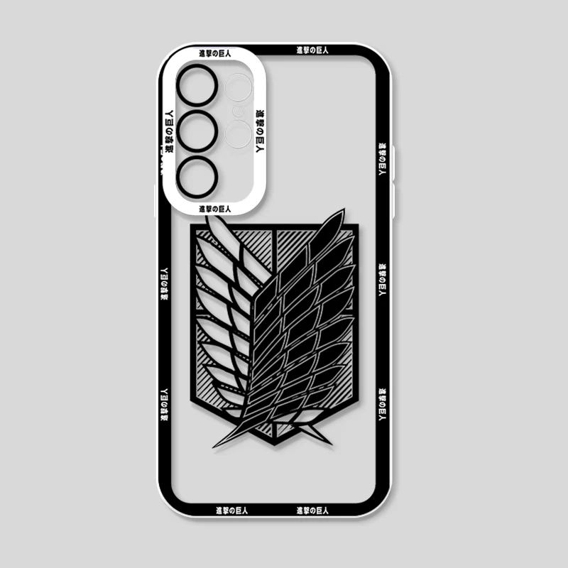 Anime Attack on Titan logo para Samsung Galaxy S24 S23 S22 S21 S20 Plus FE Ultra A52 A53 A54 Angel Eyes funda transparente para teléfono - imagen 4
