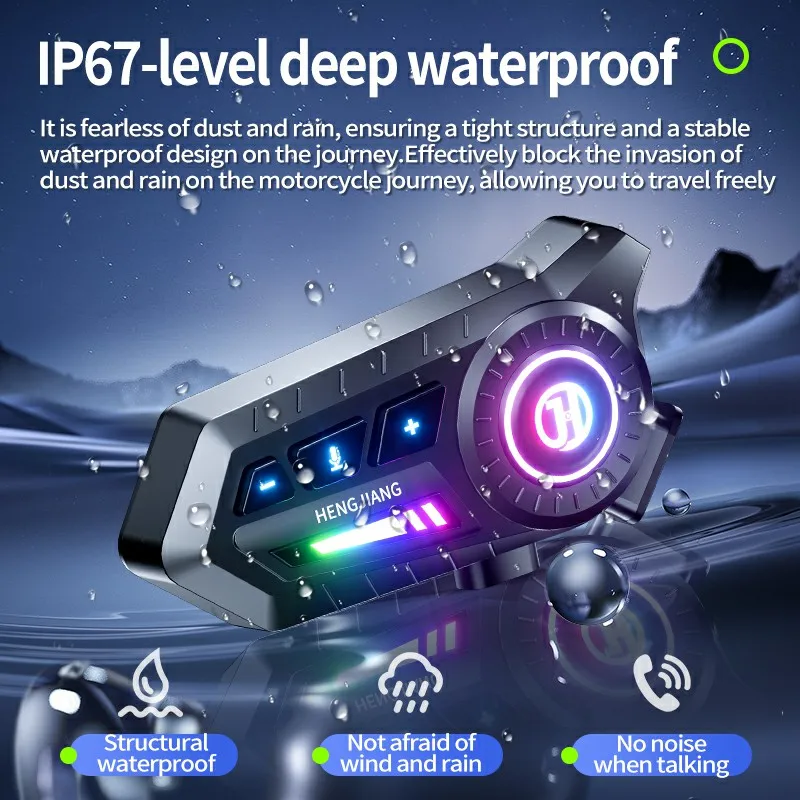 X3 motocicleta Bluetooth 6,0 casco auriculares luces tricolores auriculares IPX6 soporte impermeable conexión 2 teléfonos mismo tiempo - imagen 3