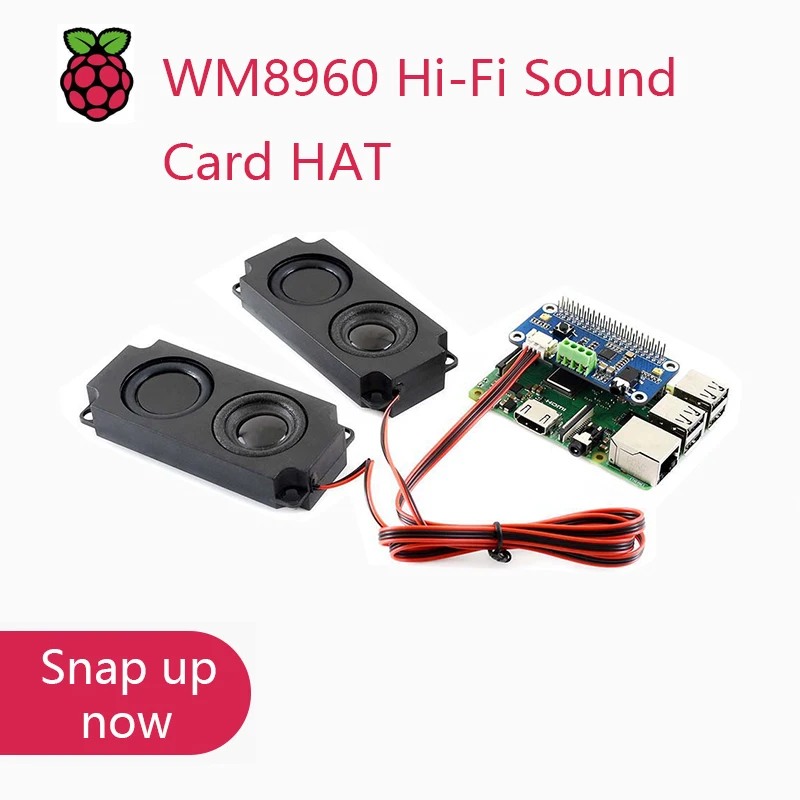 Waveshare WM8960 tarjeta de sonido Hi-Fi, sombrero para Raspberry Pi Zero/Zero W/Zero WH/2B/3B/3B +, códec estéreo, reproducción/grabación