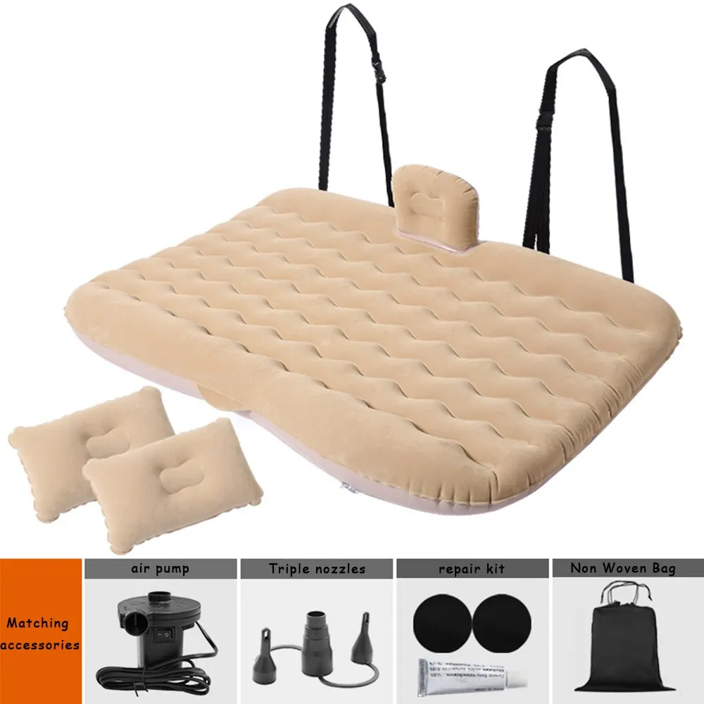 1 Juego de cama inflable Universal para viaje de coche, 80x130cm, asiento trasero de coche, colchón para maletero, cama de aire, almohada para viajes, Camping, salida familiar - imagen 2