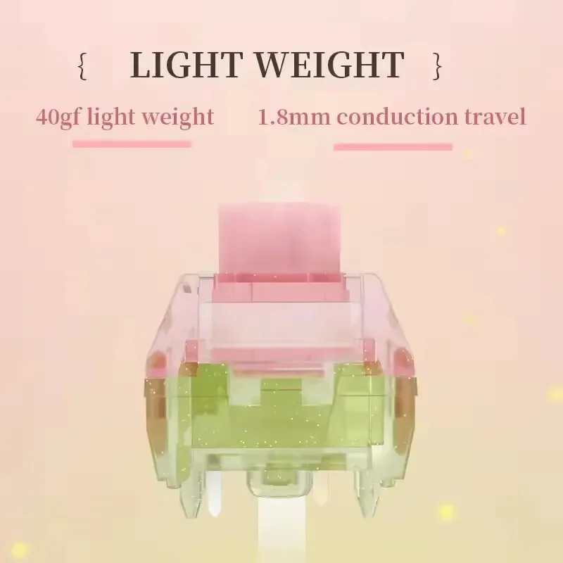 Kailh BOX-Interruptor de teclado mecánico, dispositivo lineal luminoso, Rosa, Verde, resorte ligero, flor de melocotón y jazmín - imagen 3
