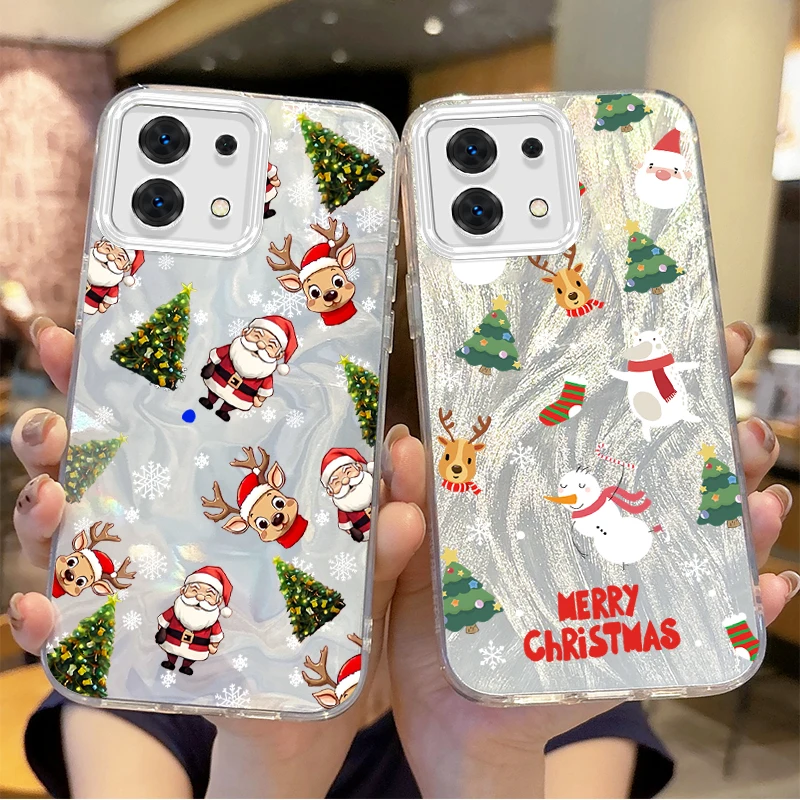 Funda de teléfono navideña con muñeco de nieve y alce de Papá Noel para Redmi Note13 12 11 10 9 Pro Plus 14C 13C 12C 10C 9C A2 A1, funda dura a prueba de golpes
