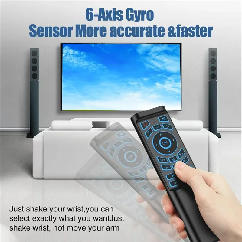 Air Mouse Control remoto giroscopio 7 colores retroiluminado modo Dual BT5.2 2,4G teclado inalámbrico ratón para PC Android Smart TV Box - imagen 2