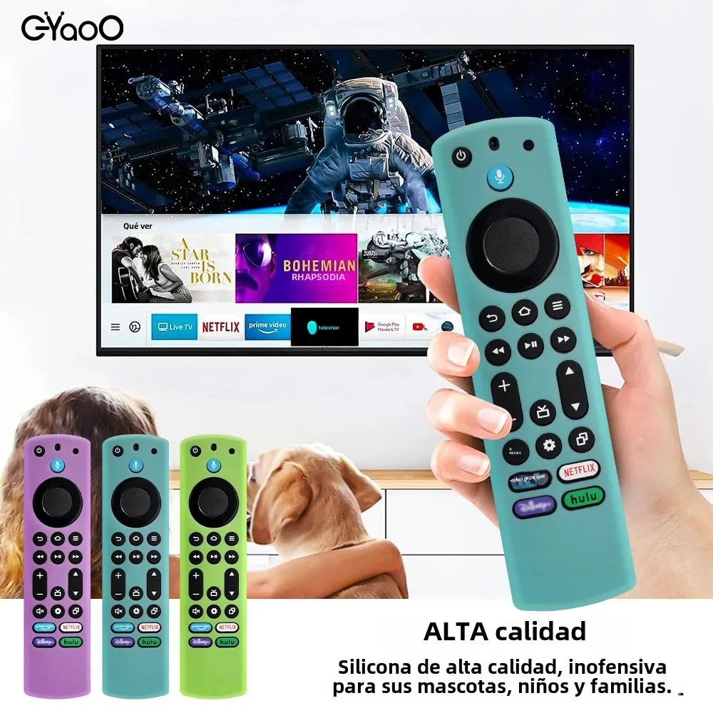 Funda de silicona para mando a distancia Fire TV Stick 4K Max 2a generación Fire TV Omni Series remoto con cordón que brilla en la oscuridad - imagen 3
