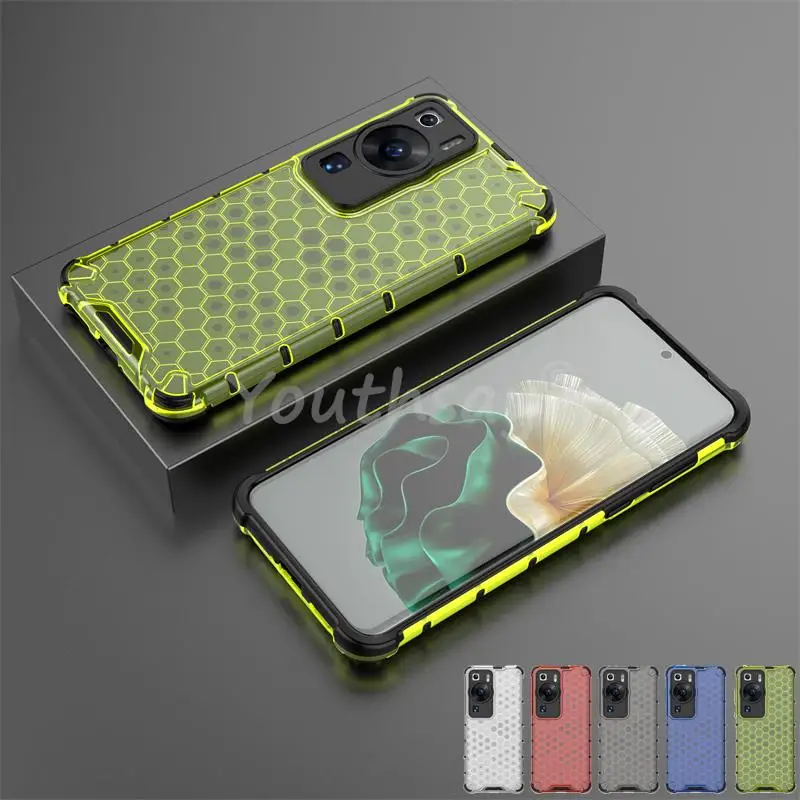 Nido de abeja a prueba de golpes para Huawei P60 funda armadura Huawei P60 Pro cubierta translúcida TPU Protector de PC para Huawei P60 Pro funda