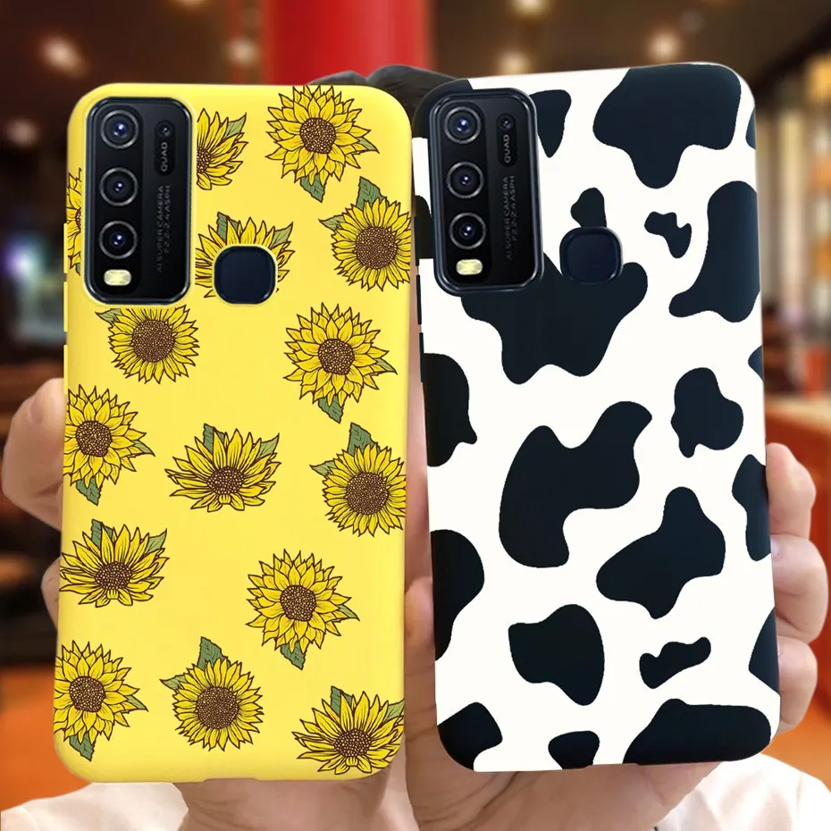 Funda de silicona con leche y flores bonitas a la moda para Vivo Y30 1938 Y50 1935, funda de teléfono de TPU suave negra para Vivo Y 30 50 Y30 2020 - imagen 3