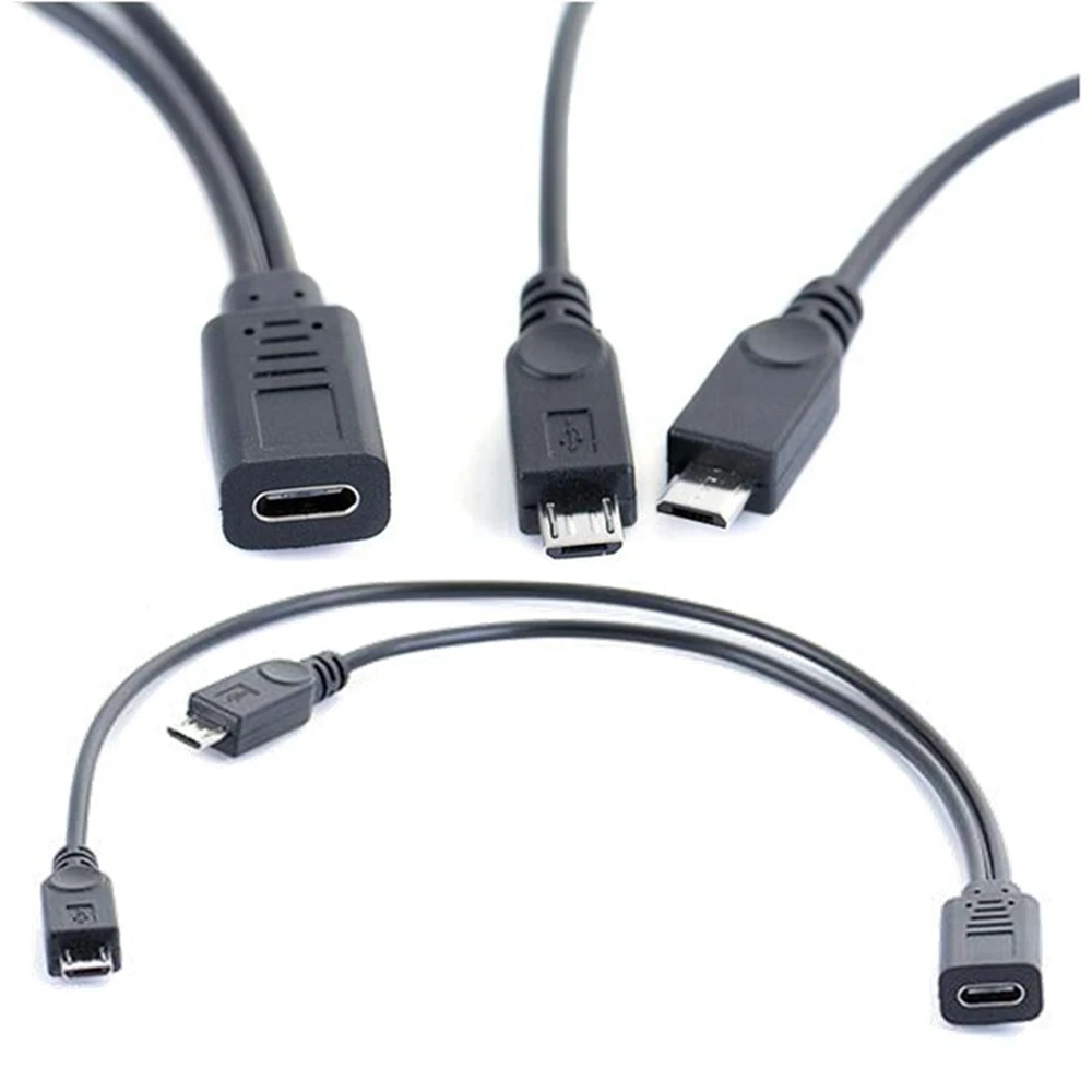 USB-C Y Cable USB Tipo-C Hembra a Doble Micro USB Macho Usbc 2.0 Divisor 1 Hembra a 2 Macho Extensión de Datos C