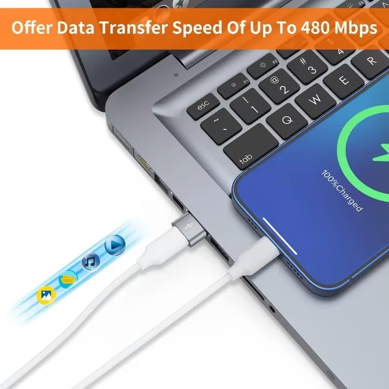 Adaptador USB-C Macho a USB-A Hembra para Cargador iPhone Samsung - imagen 4