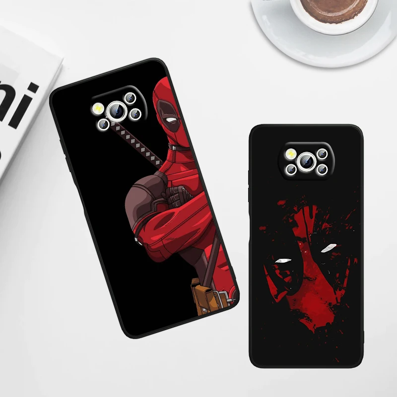 Marvel Avenger Deadpool para Xiaomi Poco X6 X5 X4 X3 F4 F3 NFC M6 M5 M4 GT S Pro 4G 5G C65 funda de teléfono suave negra - imagen 2