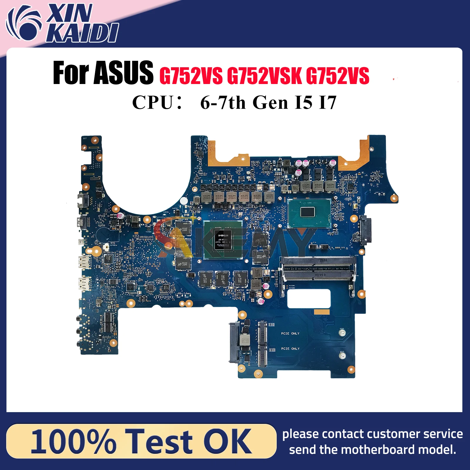 Placa base para ordenador portátil G752VS para ASUS ROG G752VSK G752V G752VS GL752VW GL752VL placa base para portátil con CPU I5 I7 100% pruebas OK stk