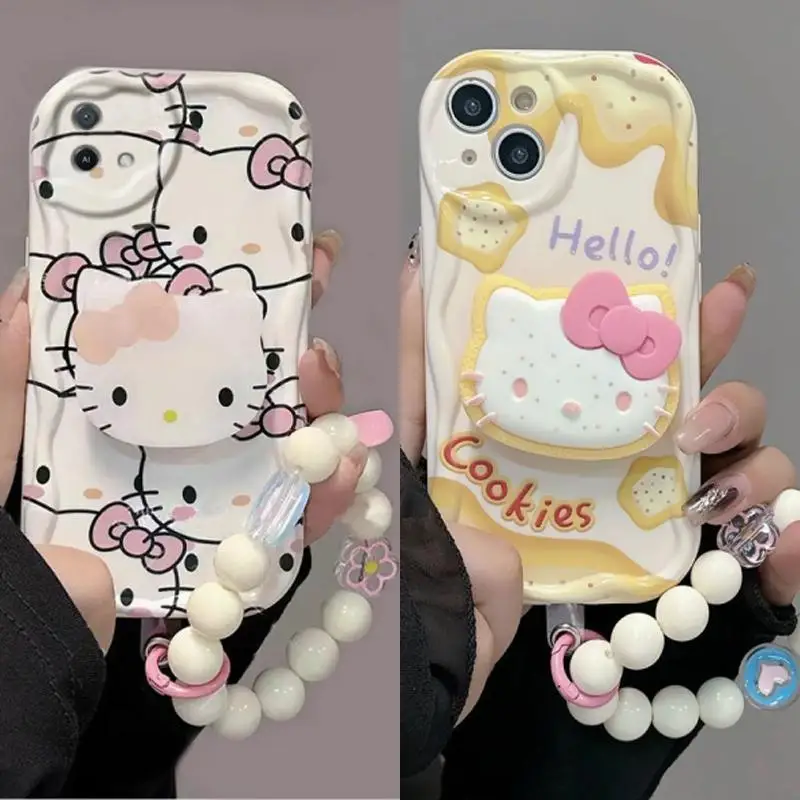 Sanrio Hello Kitty pulsera cadena soporte Funda para Samsung Galaxy S24 Ultra S23 A55 A35 A34 A32 A54 A53 A52 A14 Funda suave