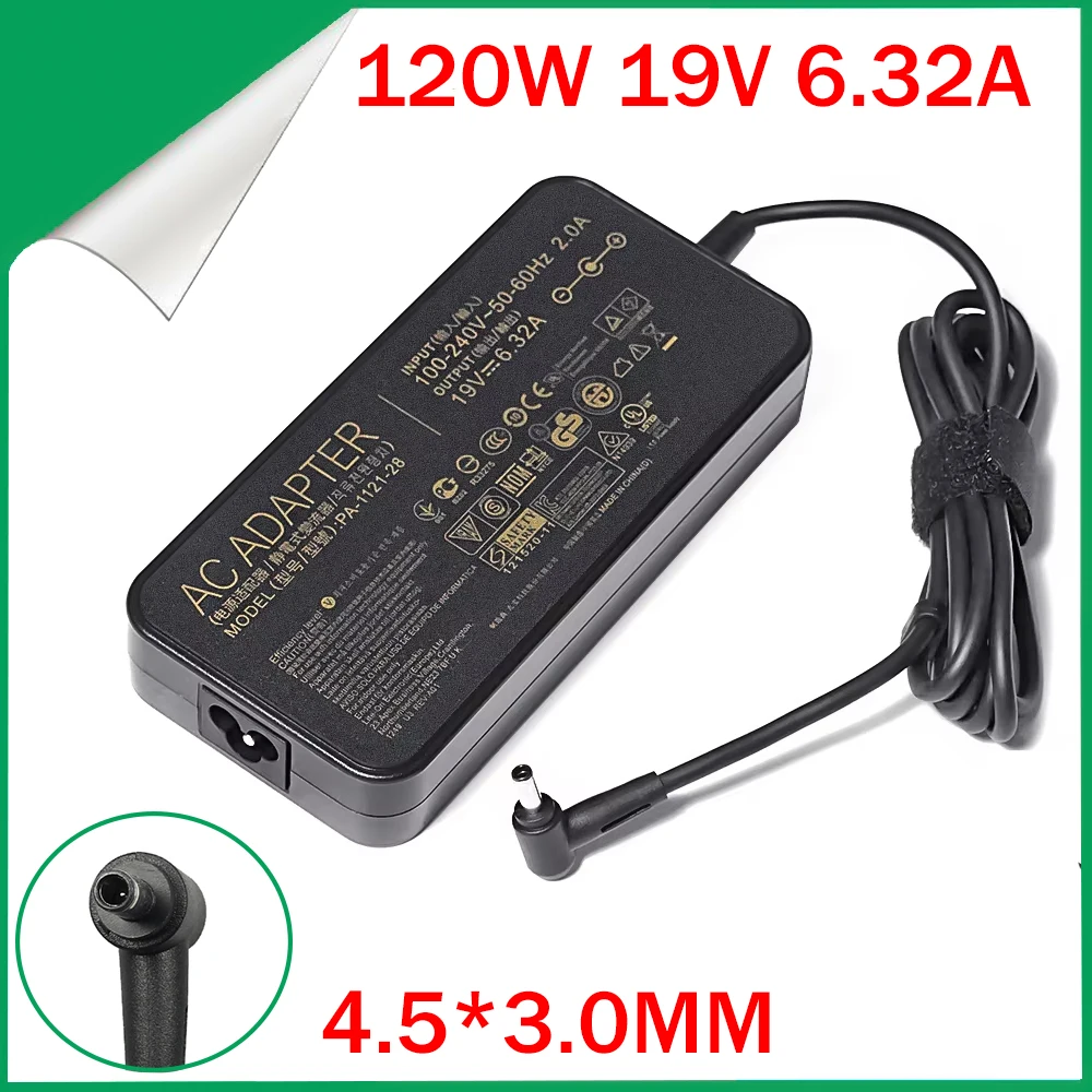 19V 6.32A 120W 4,5*3,0mm adaptador de CA cargador de ordenador portátil para ASUS ROG G501JW UX501J G501VW UX501J R501JW PU500CA PA-1121-28