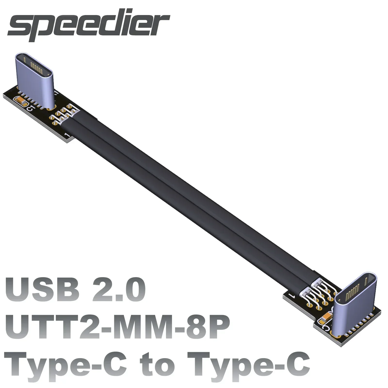 Cable adaptador de tipo C a USB-C, Cable de datos de carga USB 2,0 de silicona, Delgado, ángulo de 90 grados, Flexible, PD - imagen 3