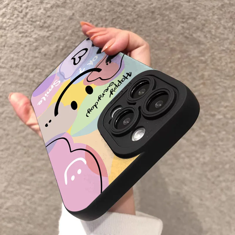 Funda de teléfono para iPhone 17 16 15 14 13 12 11 Pro Max Plus Mini XS X XR 16e lindo sonrisa amor corazón diseño caramelo funda de silicona suave - imagen 2