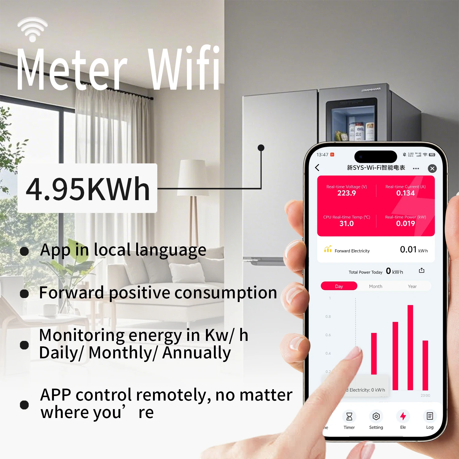 Disyuntor inteligente Tuya con WIFI, medidor de energía LCD, KWh, temporizador de medición de potencia, relé, Control remoto, aplicación Smart Life, 1P, 50A - imagen 3