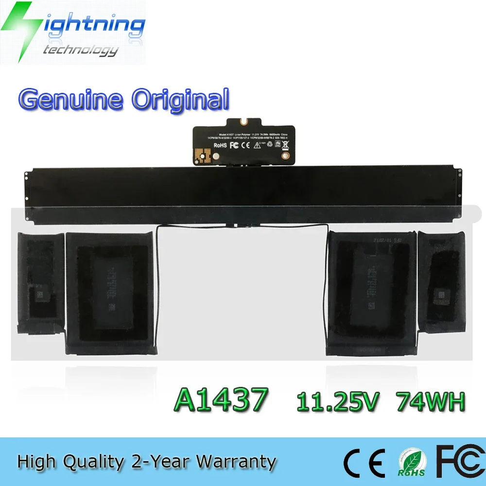 Nueva batería Original y genuina para ordenador portátil A1437 11,25 V 74Wh para Apple MacBook Pro 13 "Retina A1425 2012 020-7851-A