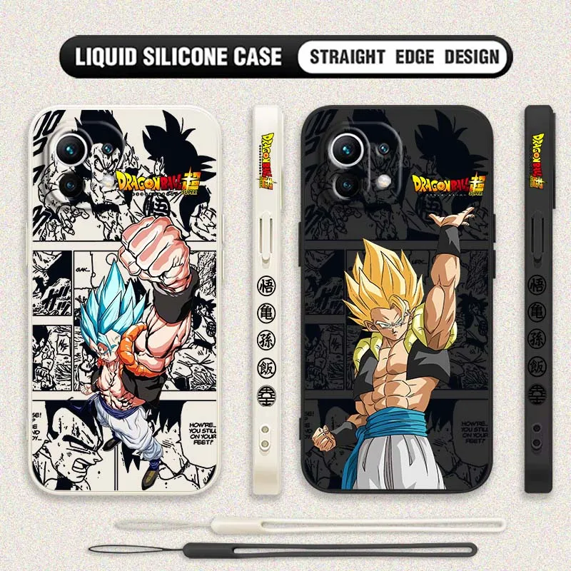 D-Dragon Ball Son Goku Saiyan cubierta para Xiaomi Mi 17 15 14 13 12 11 9 13T 12T Lite Pro Max 5G funda de teléfono con cuerda izquierda líquida